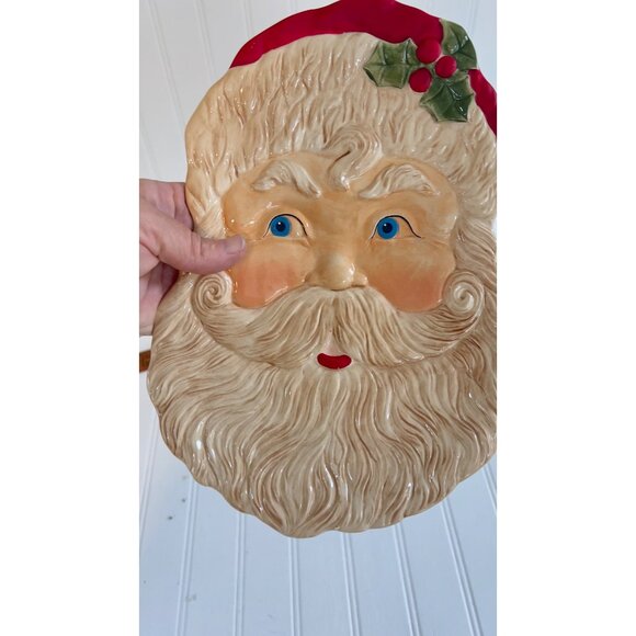 Vintage Department 56 Santa Claus Face Ceramic Plate Holiday Decor - Picture 6 of 10